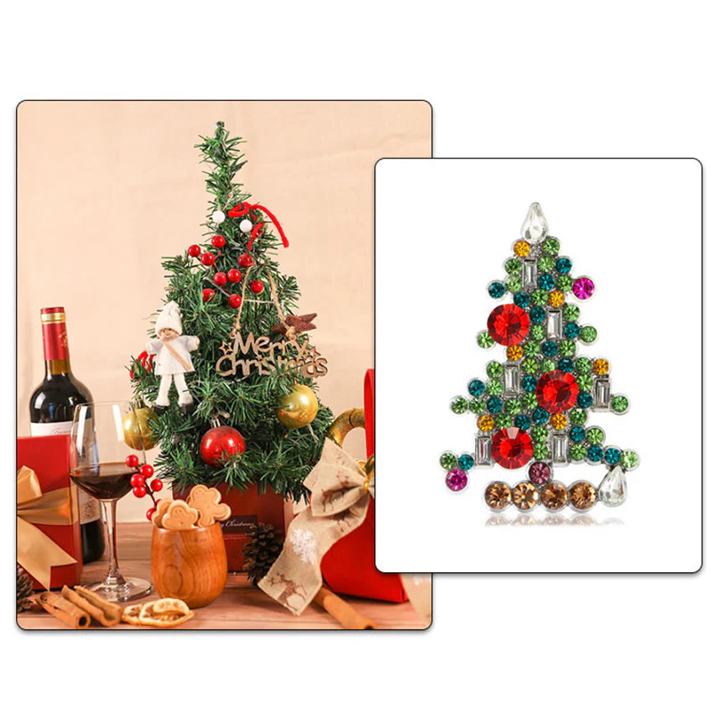 Exquisite Diamond Studded Christmas Tree Brooch - Image 5