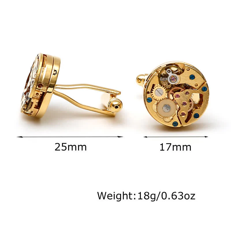 Exquisite Gold Mechanical Steampunk Gears Cufflinks - Image 4