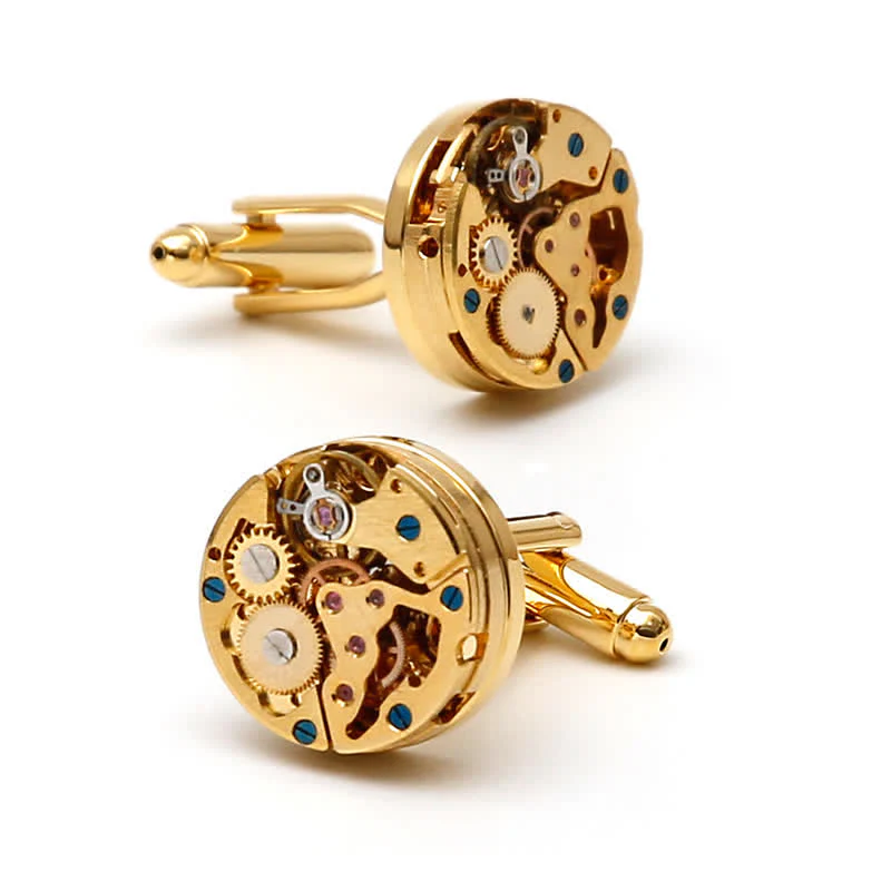 Exquisite Gold Mechanical Steampunk Gears Cufflinks - Image 6