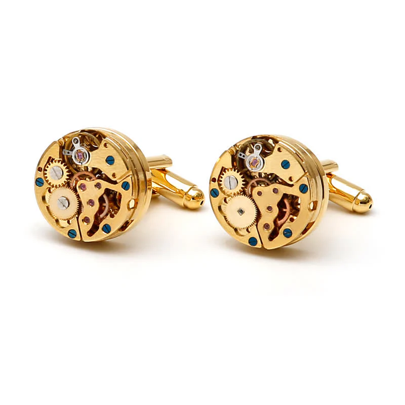 Exquisite Gold Mechanical Steampunk Gears Cufflinks - Image 7
