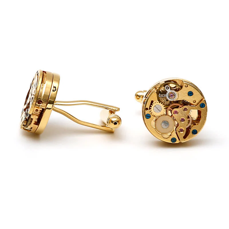 Exquisite Gold Mechanical Steampunk Gears Cufflinks - Image 8