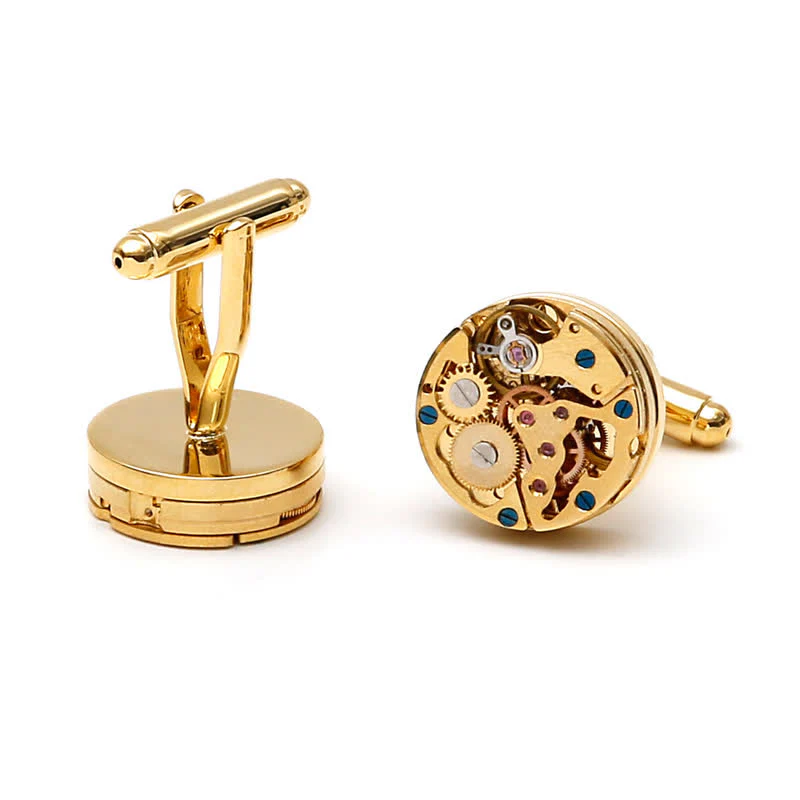Exquisite Gold Mechanical Steampunk Gears Cufflinks - Image 9
