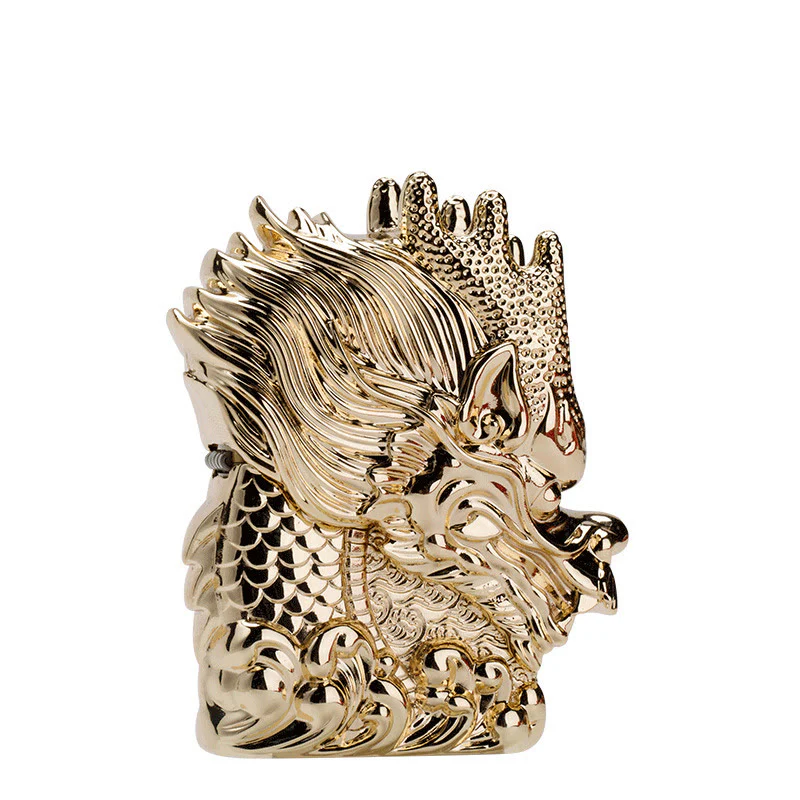 Exquisite Golden Emperor Dragon Windproof Kerosene Lighter - Image 3