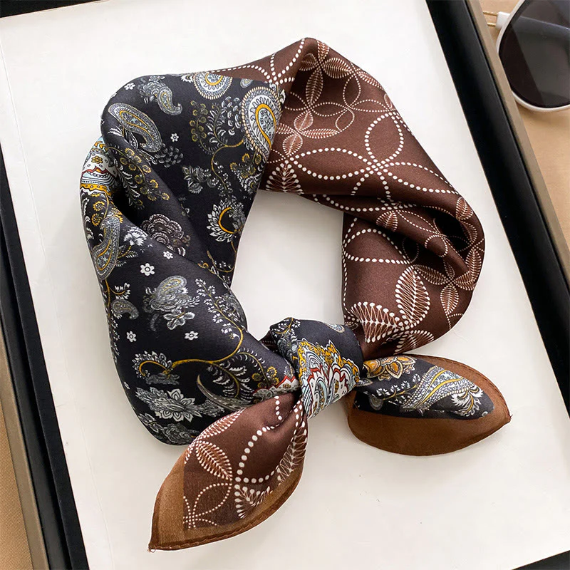 Exquisite Silk Skin-Friendly Cashew Print Square Scarf - Image 5