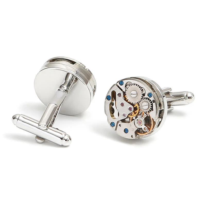 Exquisite Silver Mechanical Steampunk Gears Cufflinks