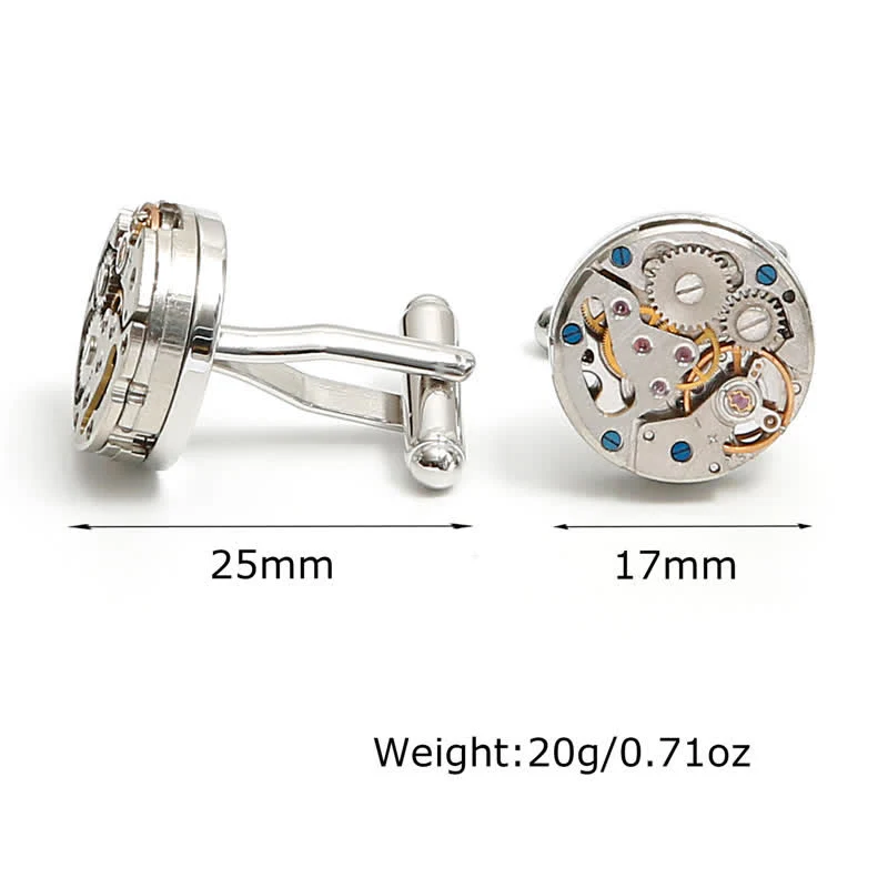 Exquisite Silver Mechanical Steampunk Gears Cufflinks - Image 4