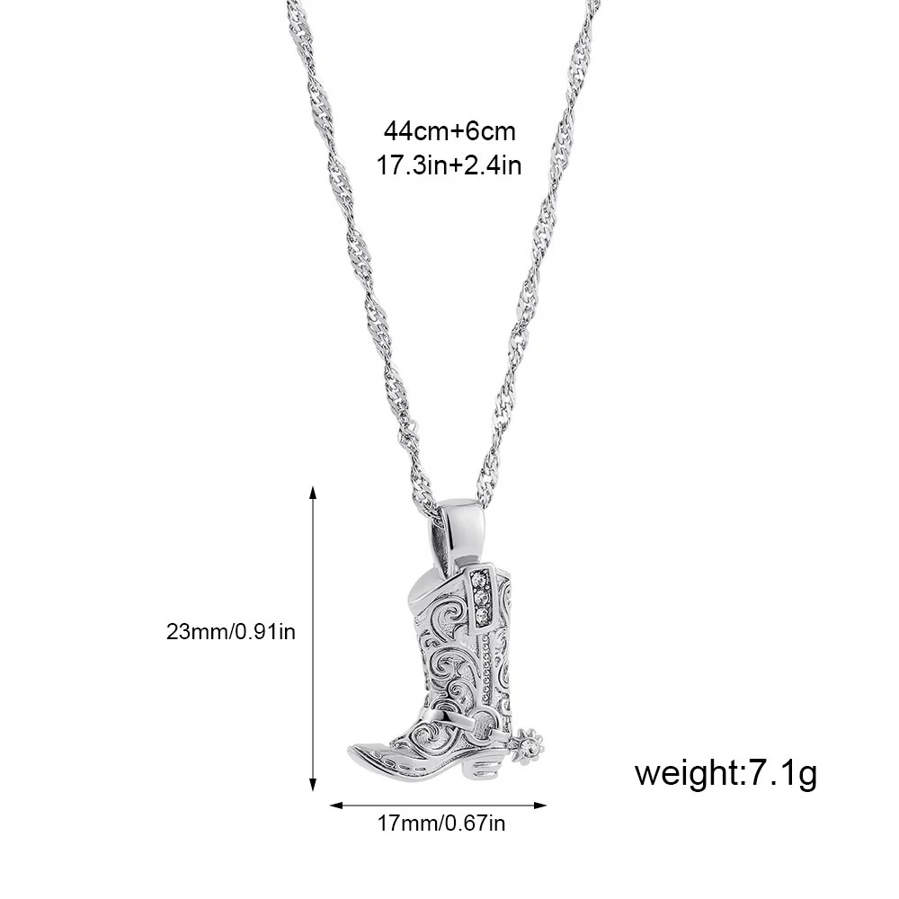 Exquisite Western Golden Cowboy Boot Stars Pendant Necklace - Image 5