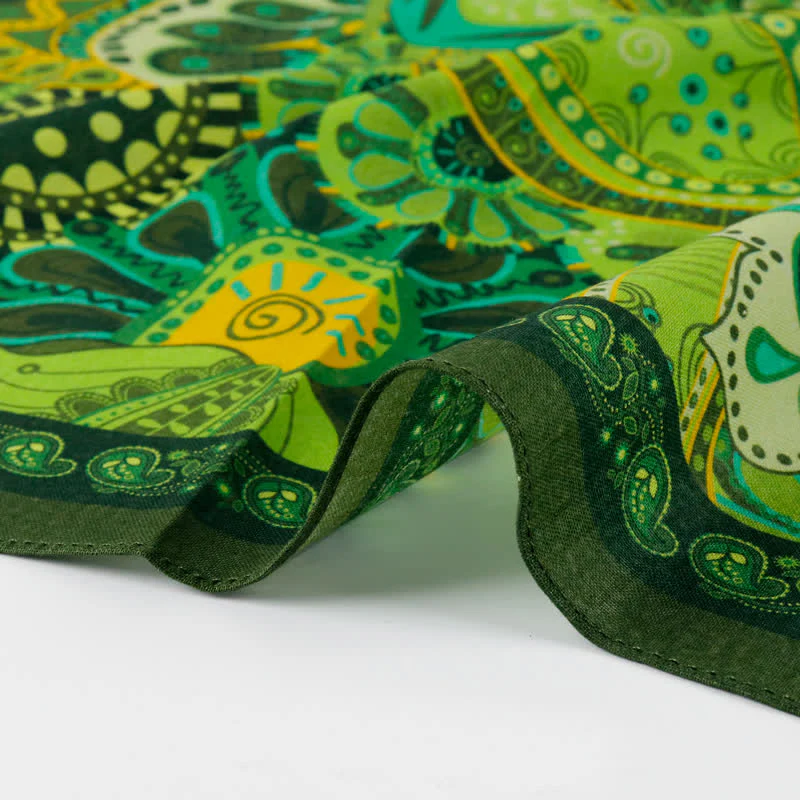 Fantastic Green Paisley Square Scarf with Scarf Buckle - Image 5