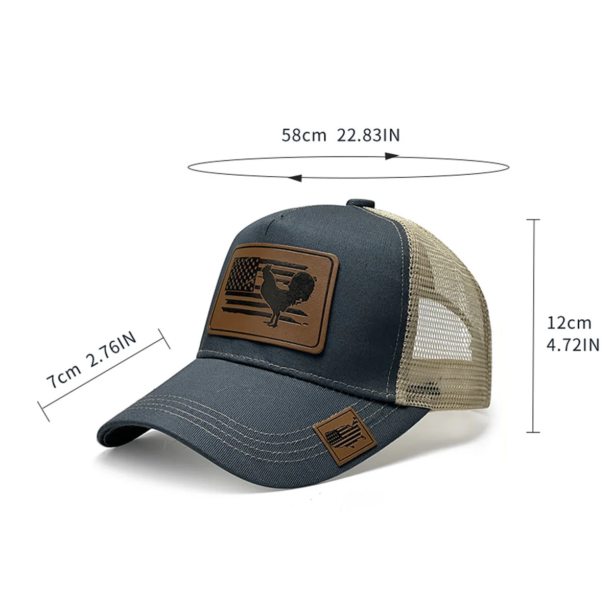 Farm Cock And Flag Adjustable Men's Trucker Hat - Image 5