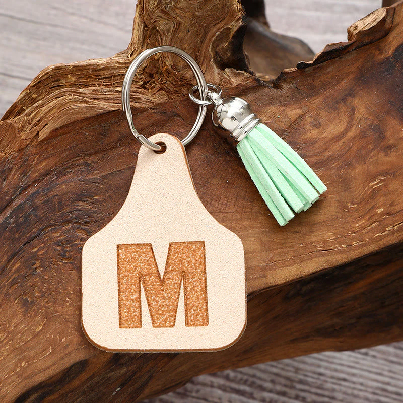 Farm Minimalist Style Letter Green Tassel Keychain