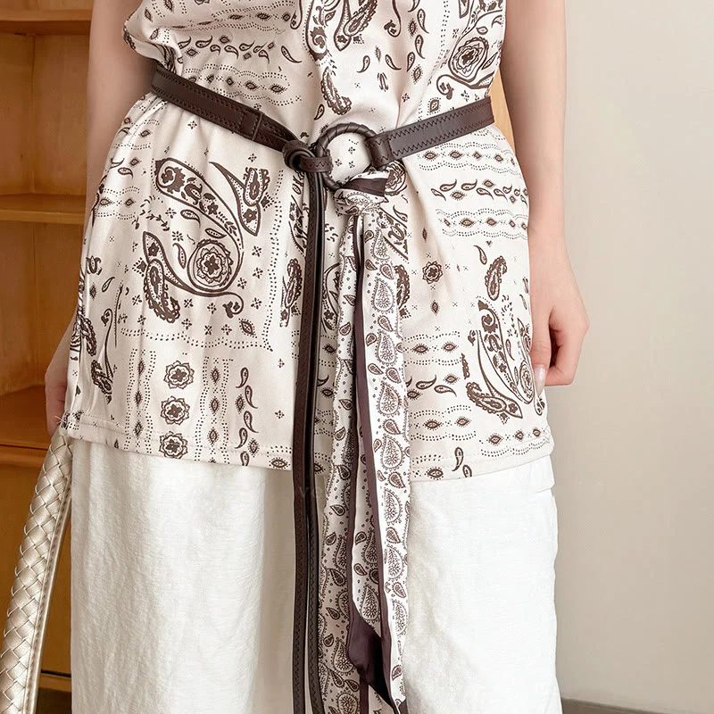 Fashion Leather Printed Women's Silk Belt - Image 4