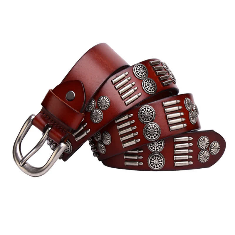Fashion Punk Rock Metal Bullet Rivets Leather Belt - Image 12