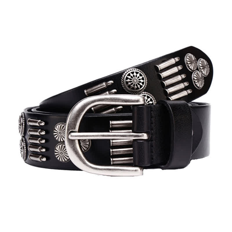 Fashion Punk Rock Metal Bullet Rivets Leather Belt - Image 7