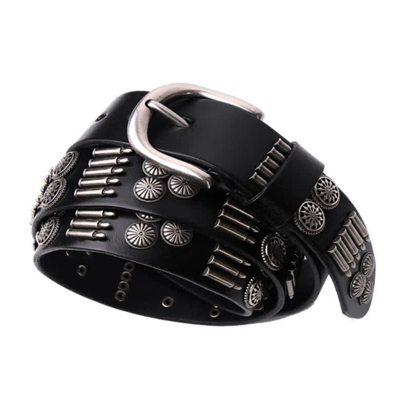 Fashion Punk Rock Metal Bullet Rivets Leather Belt - Image 9