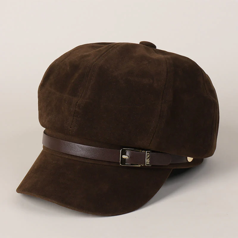 Fashion Solid-Color Winter Women's Beret Hat With Buckle - Image 6