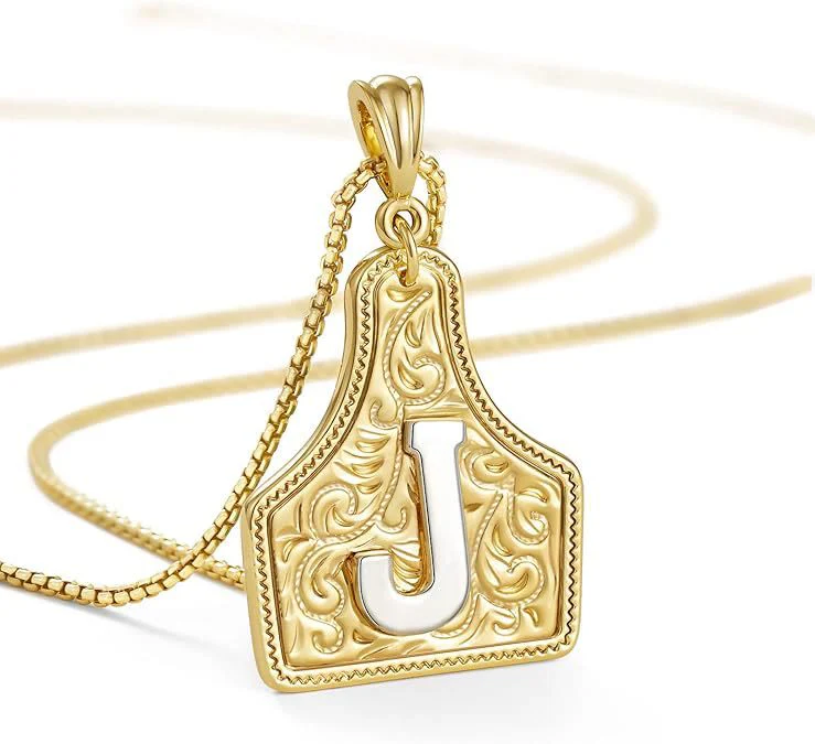 Fashionable Golden Letter Pendant Embossed Necklace - Image 13