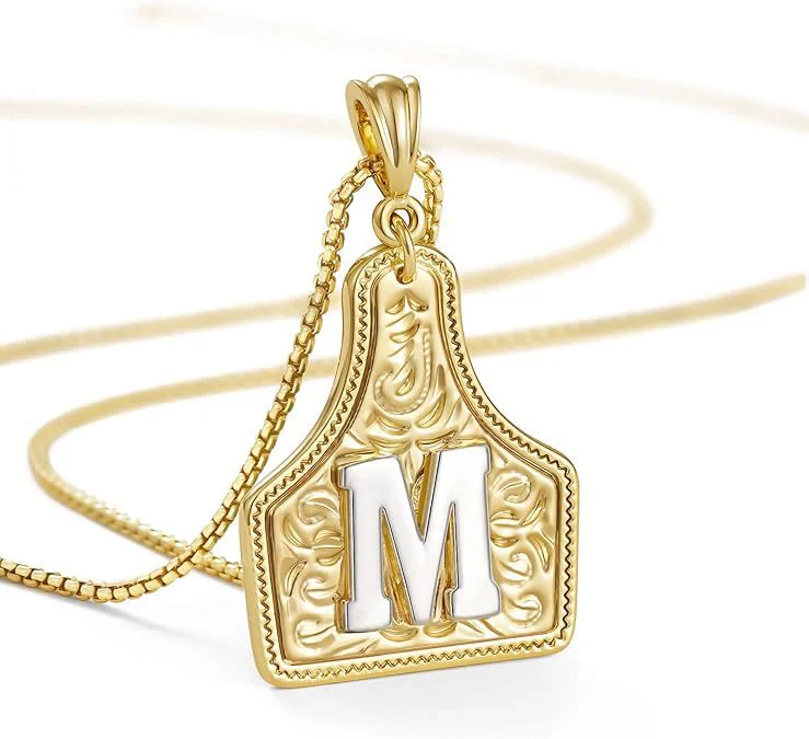 Fashionable Golden Letter Pendant Embossed Necklace - Image 16