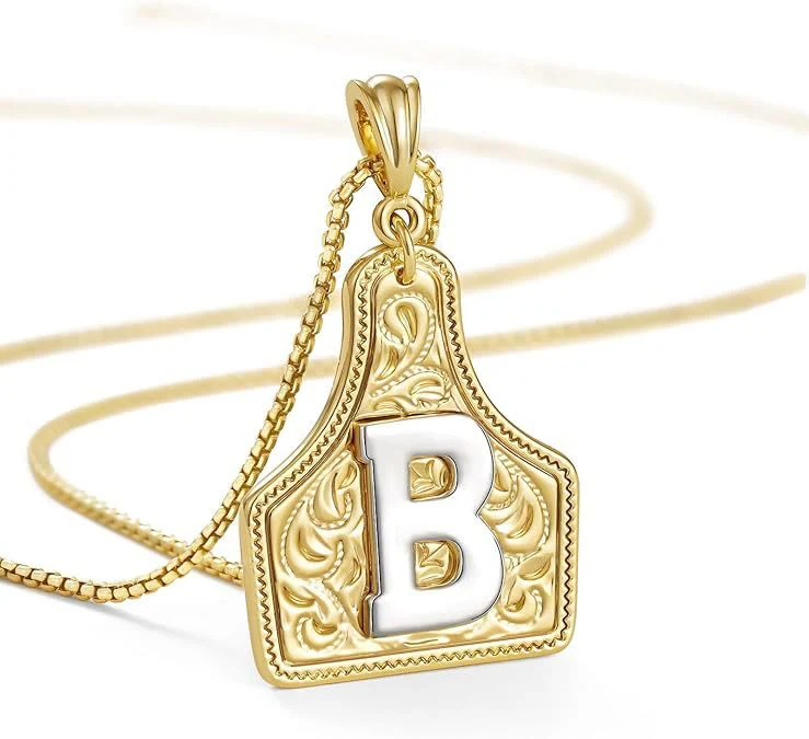 Fashionable Golden Letter Pendant Embossed Necklace - Image 5