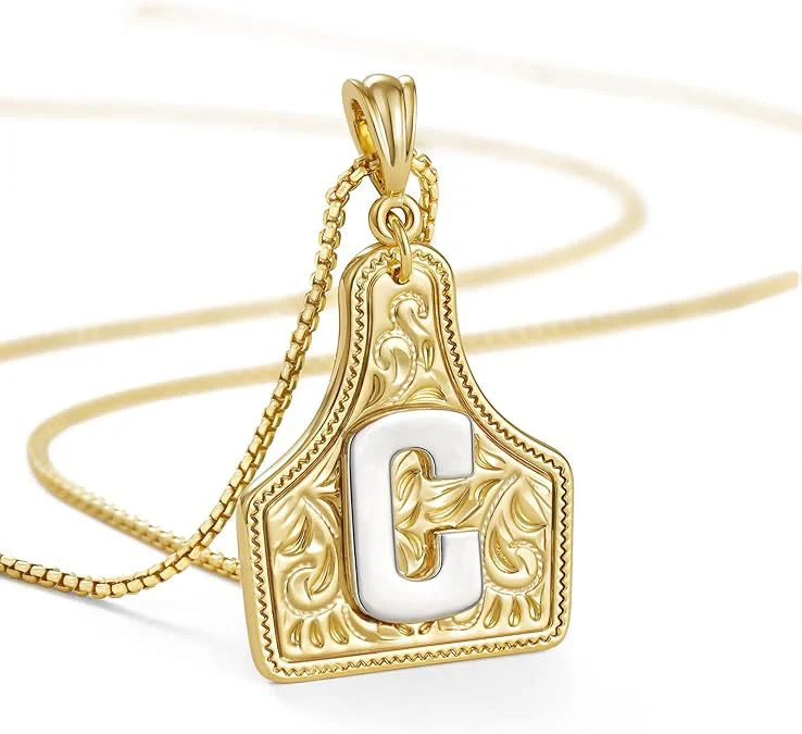 Fashionable Golden Letter Pendant Embossed Necklace - Image 6