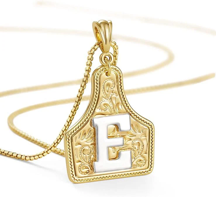 Fashionable Golden Letter Pendant Embossed Necklace - Image 8