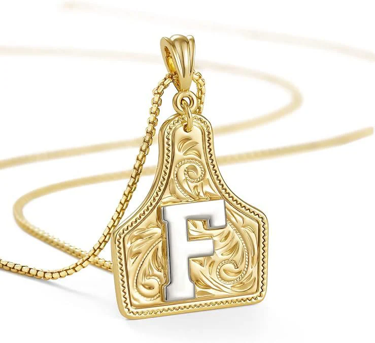 Fashionable Golden Letter Pendant Embossed Necklace - Image 9