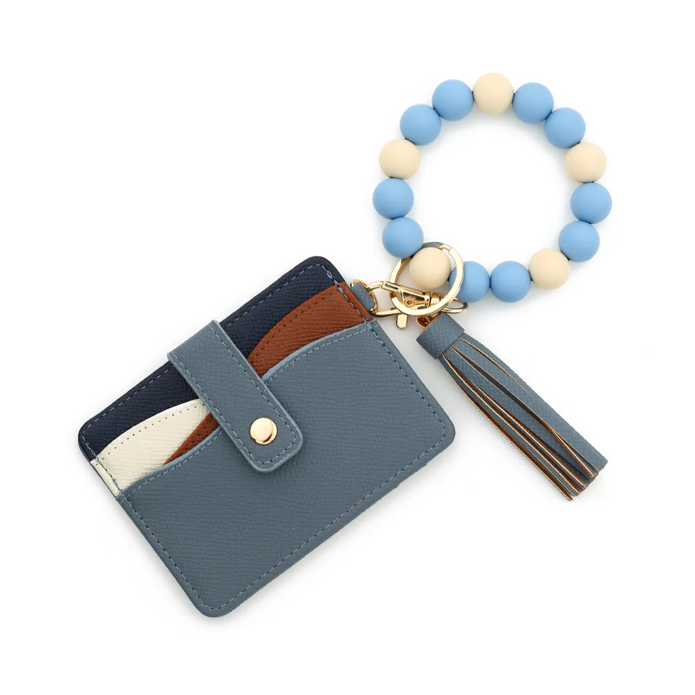 Fashionable Multi-Color Splicing Bracelet Tassel Pendant Wallet