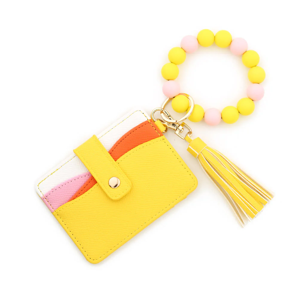 Fashionable Multi-Color Splicing Bracelet Tassel Pendant Wallet - Image 2