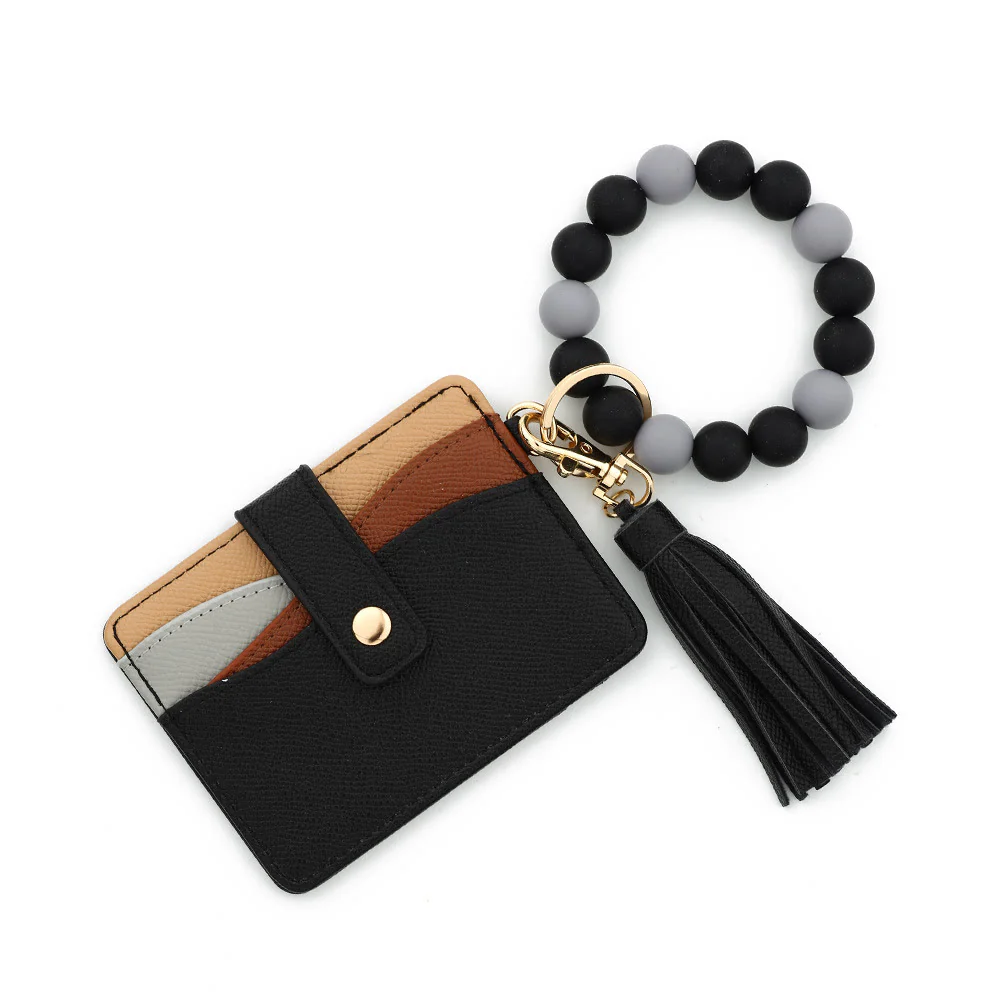 Fashionable Multi-Color Splicing Bracelet Tassel Pendant Wallet - Image 8