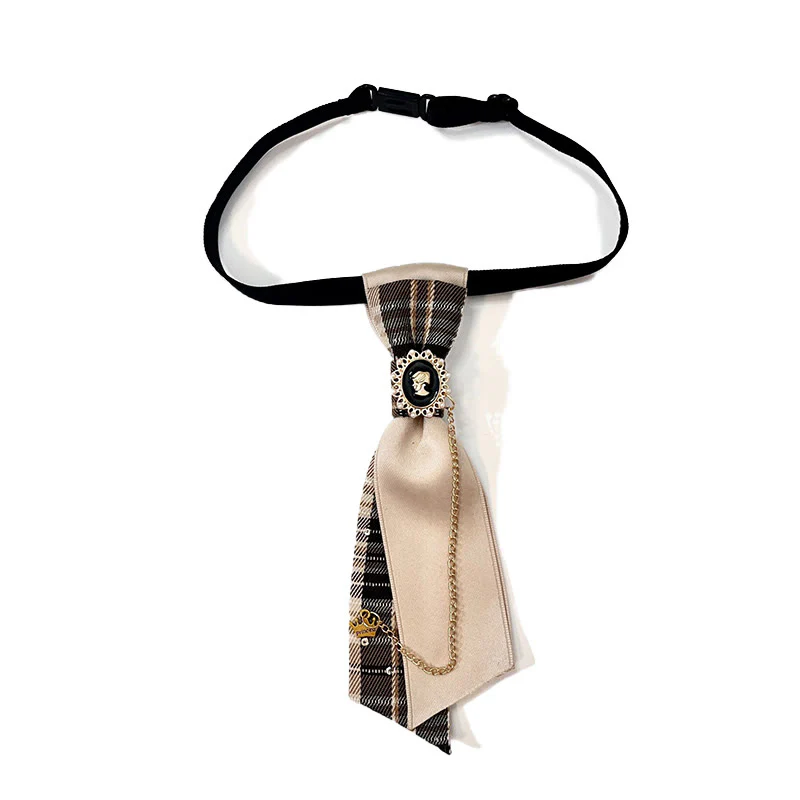 Fashionable Pre-tied Red Grid Queen Women's Necktie - Image 3
