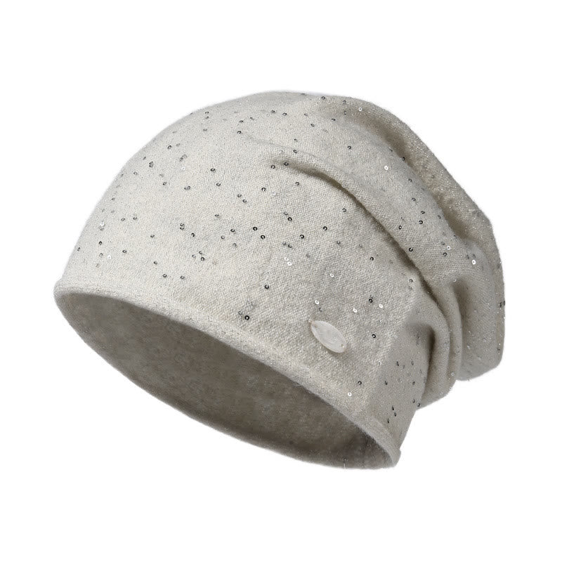 Fashionable Women's Sequin Embellished Knitted Beanie Hat - Image 4