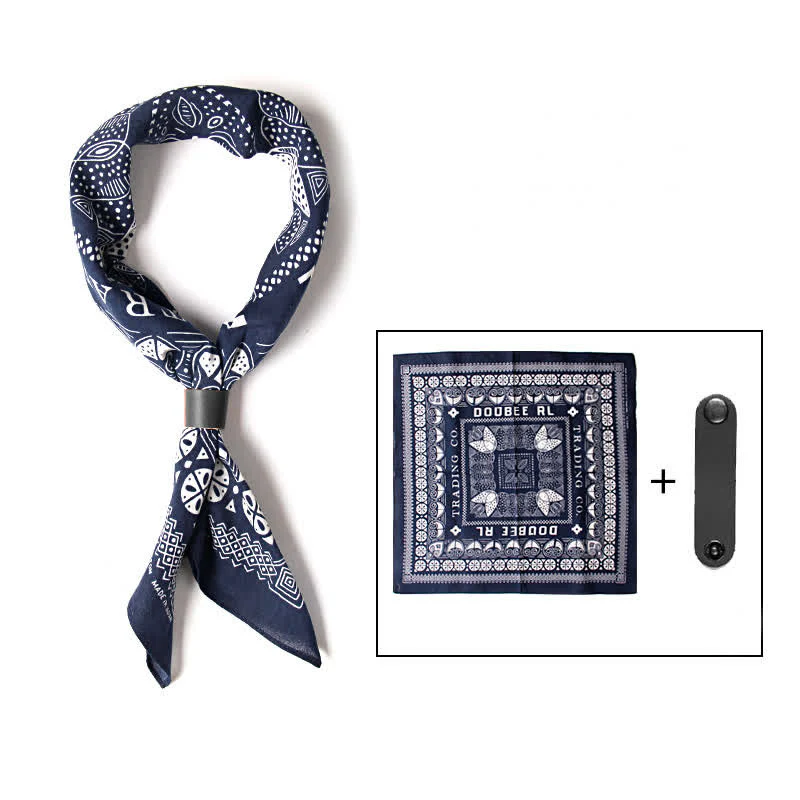 Fasion Paisley Printed Square Scarf with Scarf Buckle - Image 11