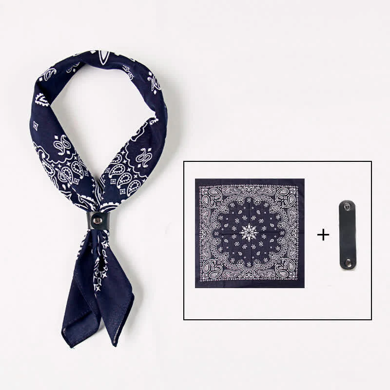 Fasion Paisley Printed Square Scarf with Scarf Buckle - Image 2