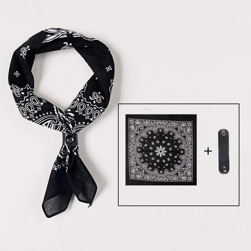 Fasion Paisley Printed Square Scarf with Scarf Buckle - Image 4