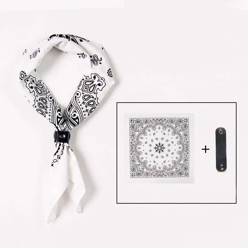 Fasion Paisley Printed Square Scarf with Scarf Buckle - Image 5