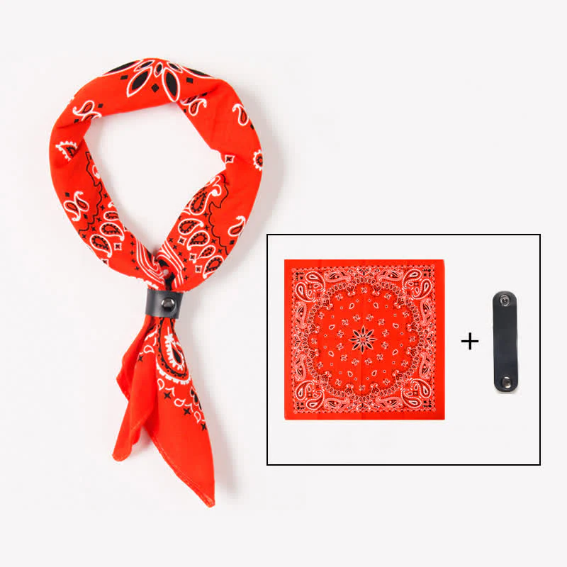 Fasion Paisley Printed Square Scarf with Scarf Buckle - Image 6