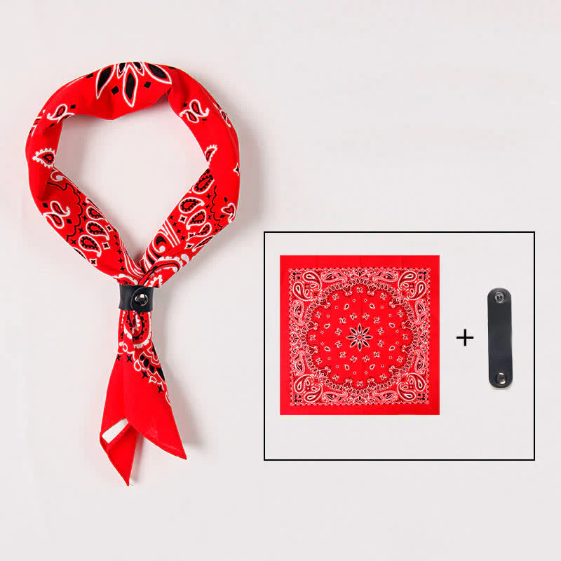 Fasion Paisley Printed Square Scarf with Scarf Buckle - Image 7