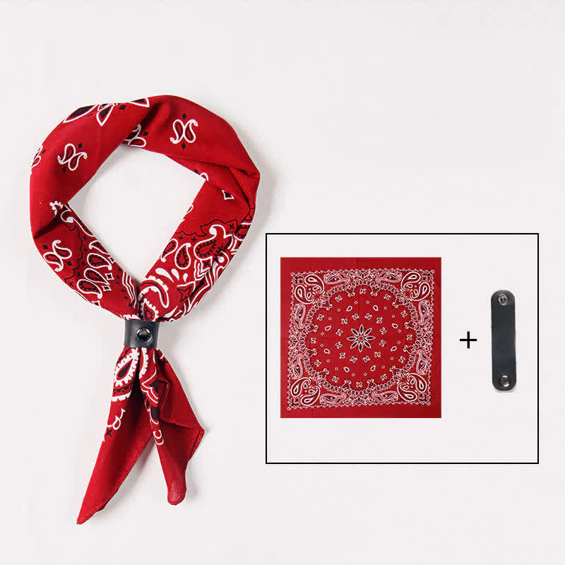 Fasion Paisley Printed Square Scarf with Scarf Buckle - Image 8