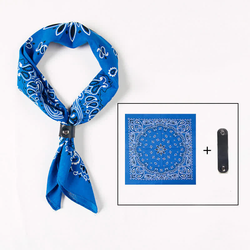 Fasion Paisley Printed Square Scarf with Scarf Buckle - Image 9