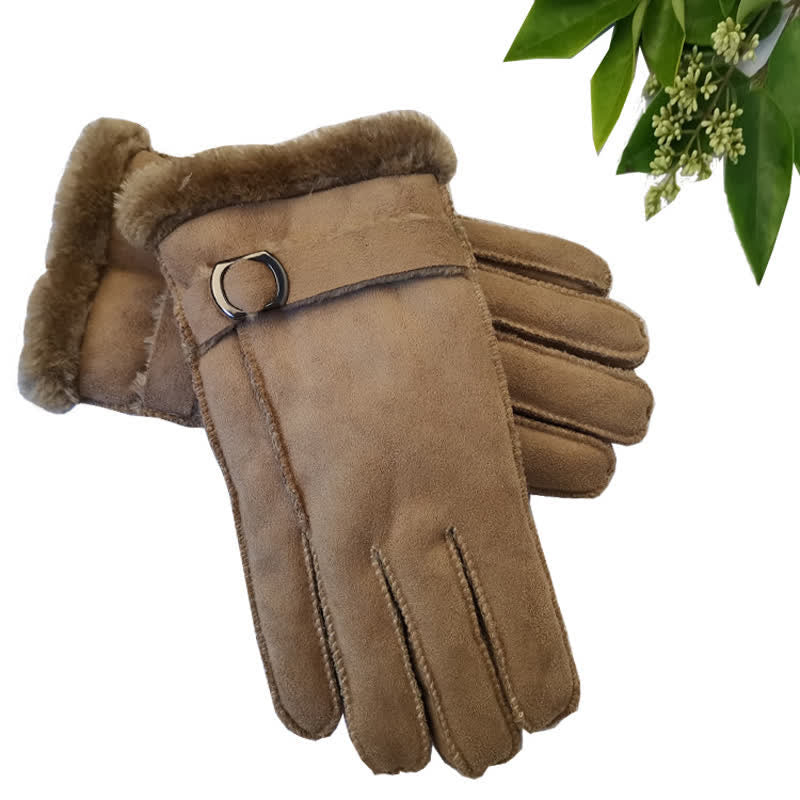 Faux Leather Imitation Wool Leather Dress Gloves - Image 6