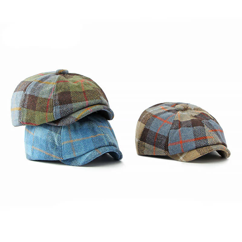 Faux Woolen Tweed Cabbie Newsboy Beret Hat - Image 3