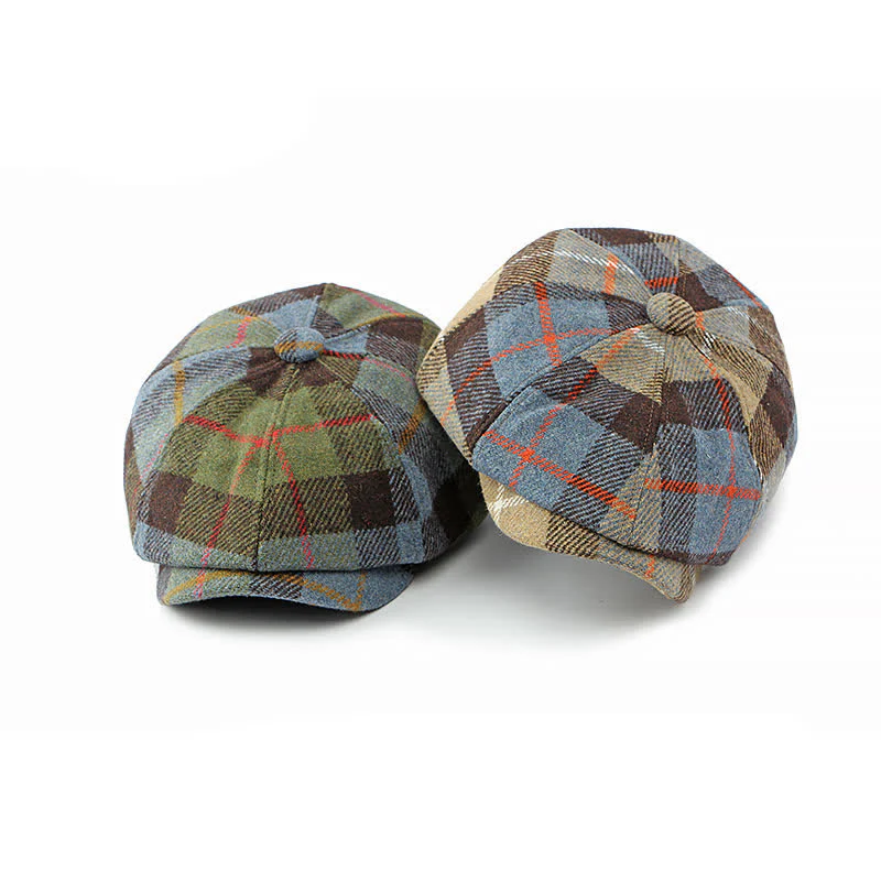 Faux Woolen Tweed Cabbie Newsboy Beret Hat - Image 5