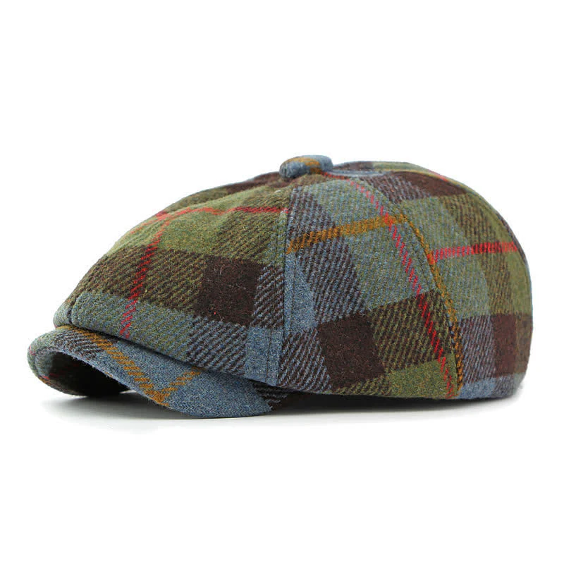 Faux Woolen Tweed Cabbie Newsboy Beret Hat - Image 6