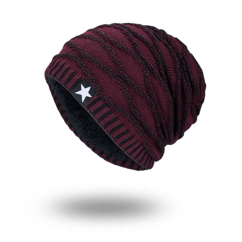 Fleece Lined Five-Star Beanie Knitted Hat - Image 10