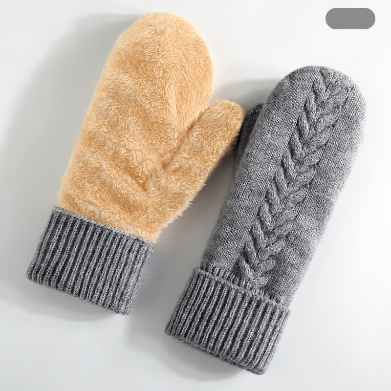 Fleece Lined Full Finger Cold Weather Knitted Gloves - Image 10
