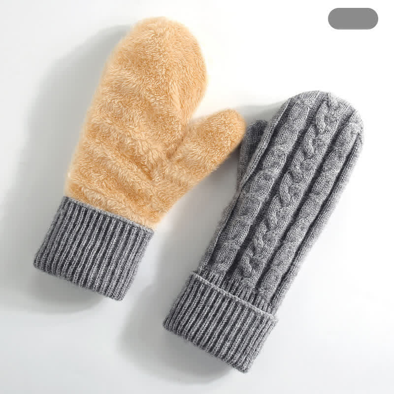 Fleece Lined Full Finger Cold Weather Knitted Gloves - Image 11