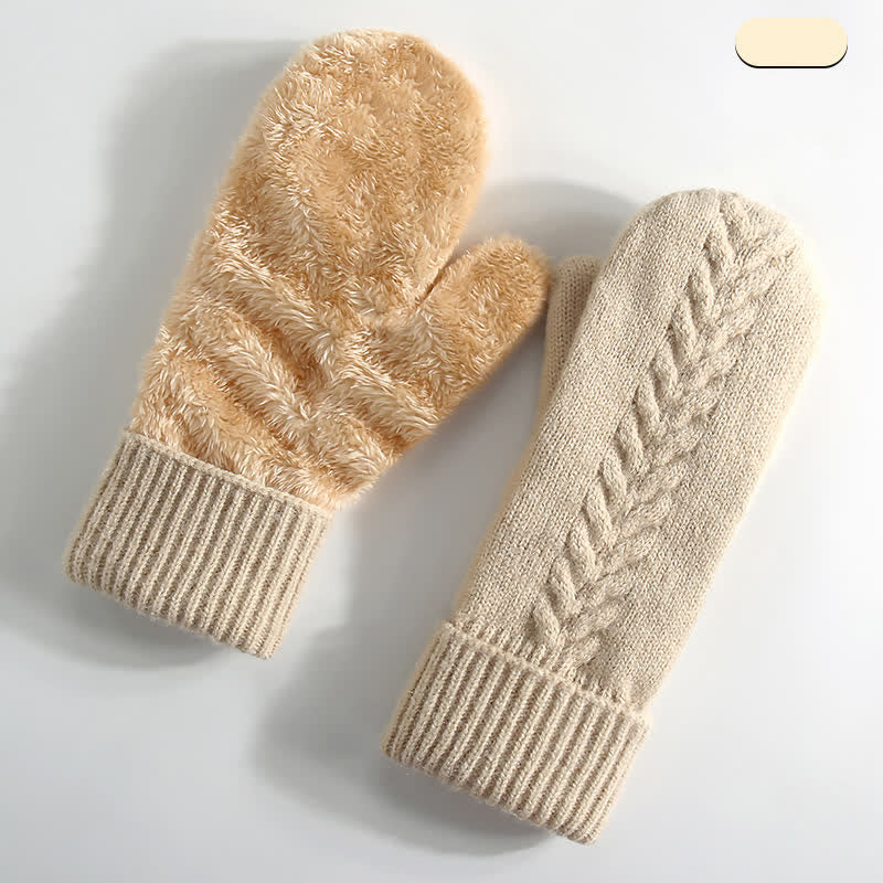 Fleece Lined Full Finger Cold Weather Knitted Gloves - Image 13