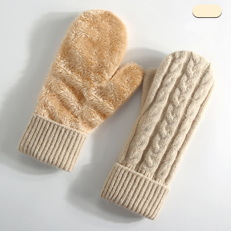 Fleece Lined Full Finger Cold Weather Knitted Gloves - Image 14