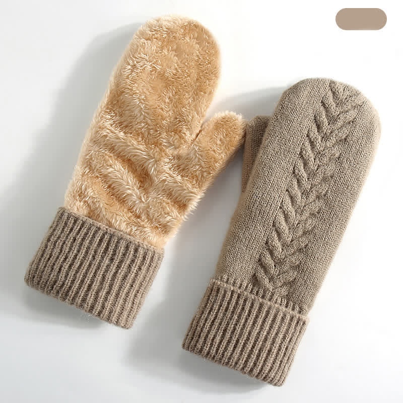 Fleece Lined Full Finger Cold Weather Knitted Gloves - Image 16