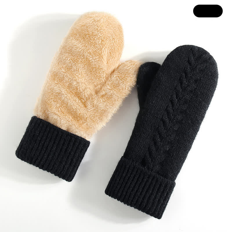 Fleece Lined Full Finger Cold Weather Knitted Gloves - Image 19