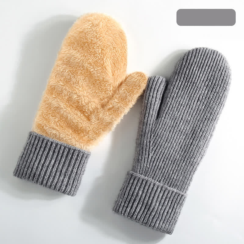 Fleece Lined Full Finger Cold Weather Knitted Gloves - Image 2